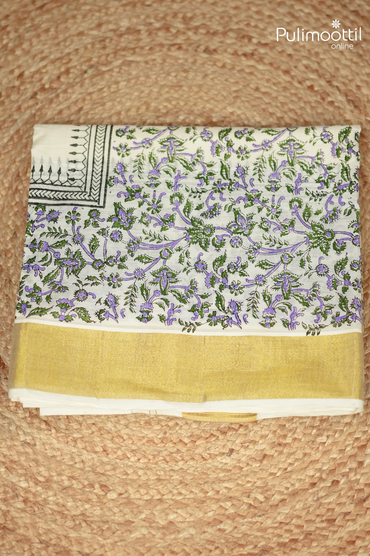 Kerala Traditional Golden Tissue Set Saree