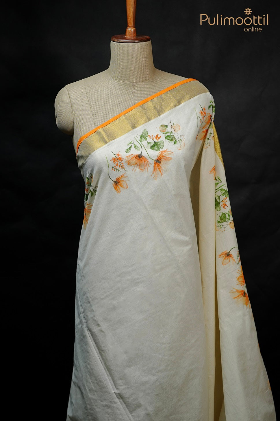 Kerala Cottan Floral Print Set Saree.
