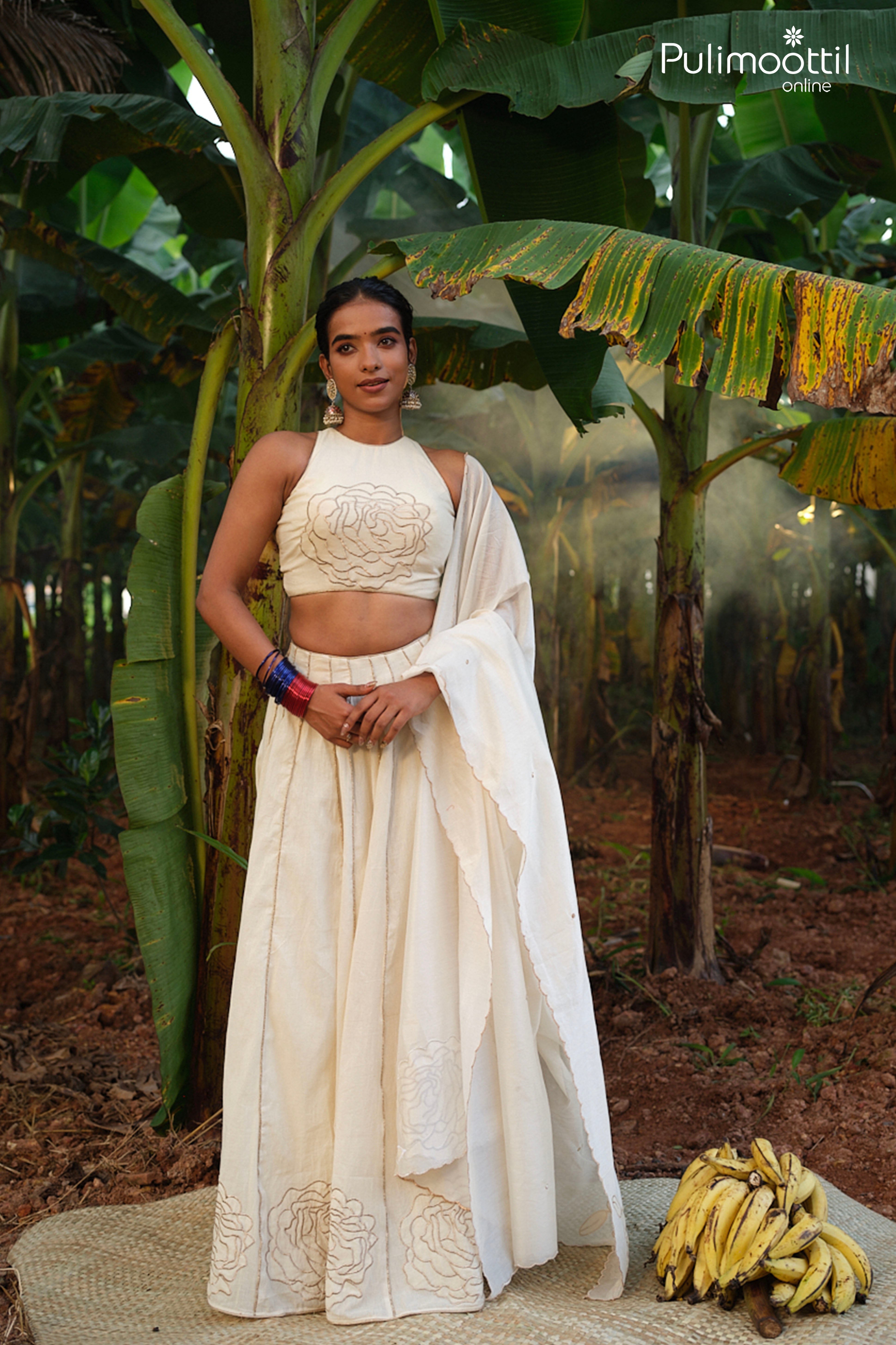 Golden Flower Skirt Set