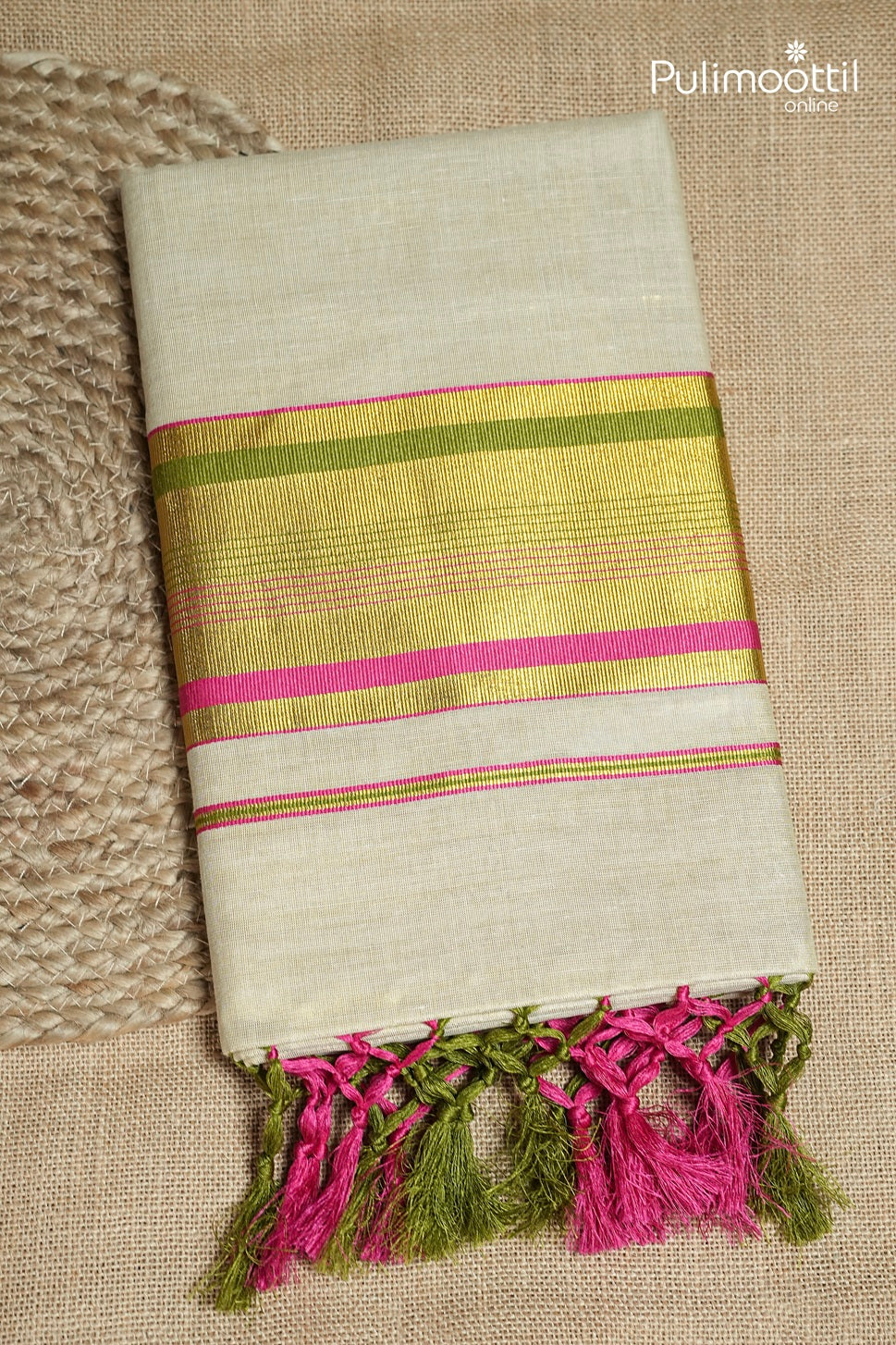 Kerala Traditional Golden Tissue Set Saree