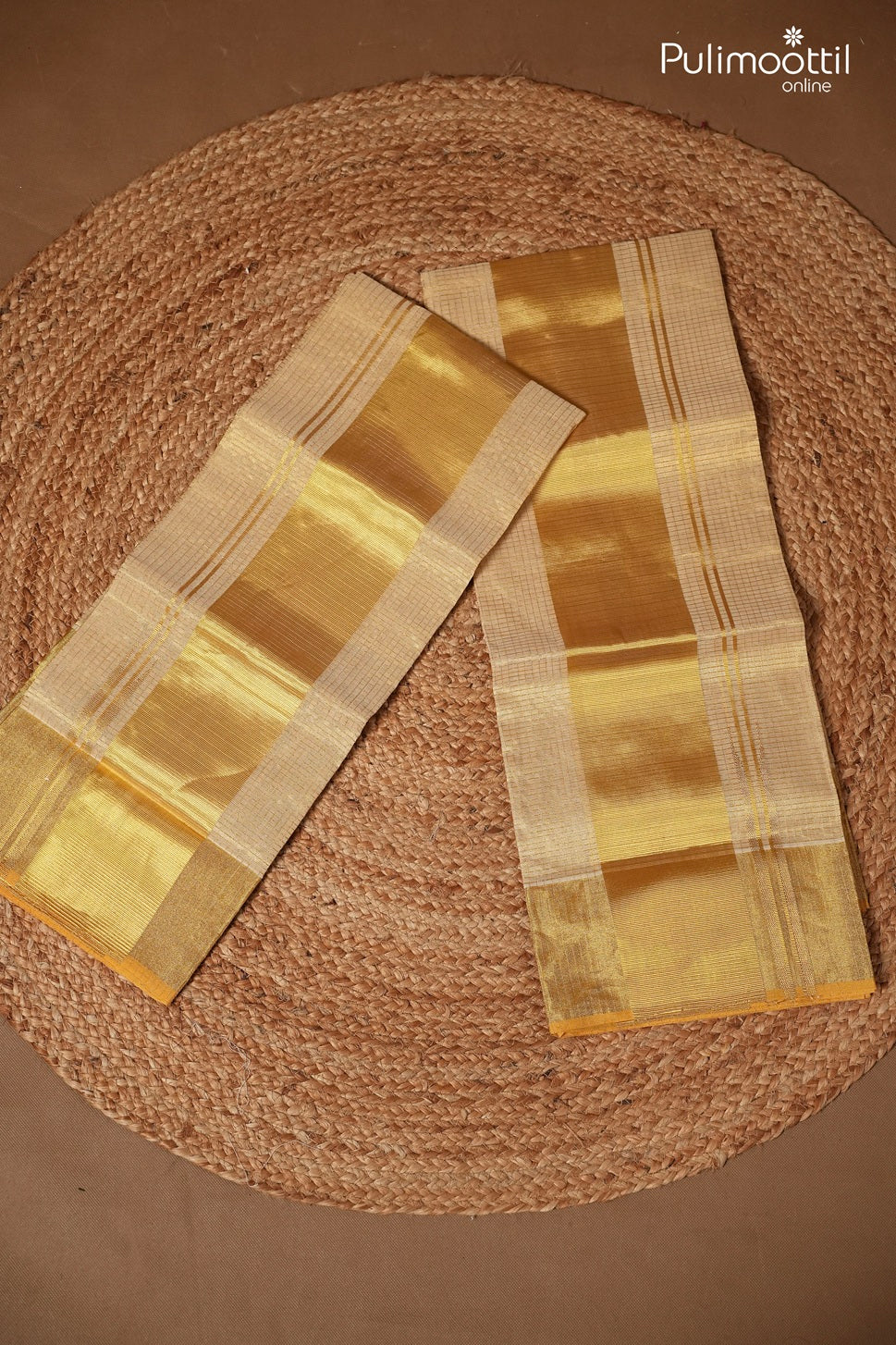 Onam Special Kerala Traditional Golden Tissue Handloom Set Mundu