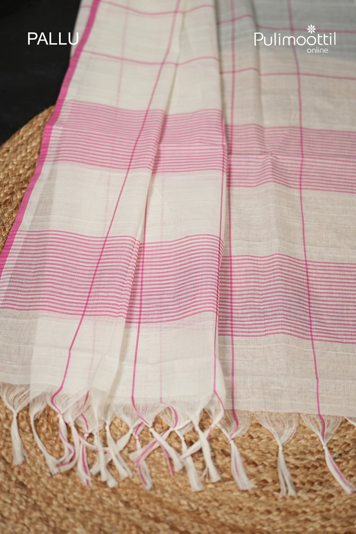 Off white colour handloom cotton saree