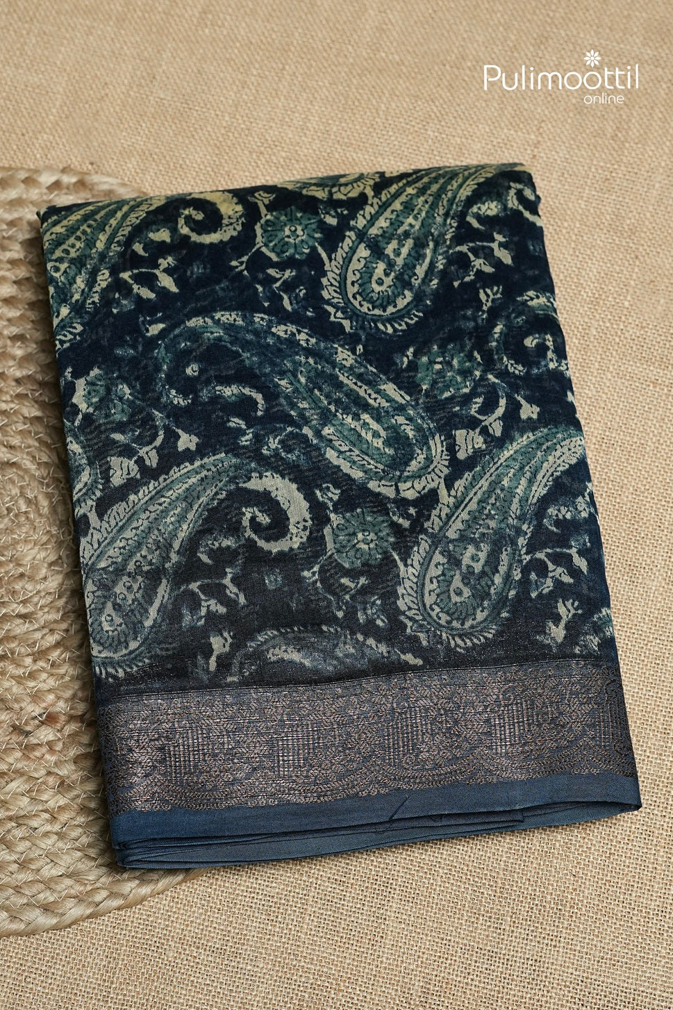 Dark German Blue Colour Chanderi Saree