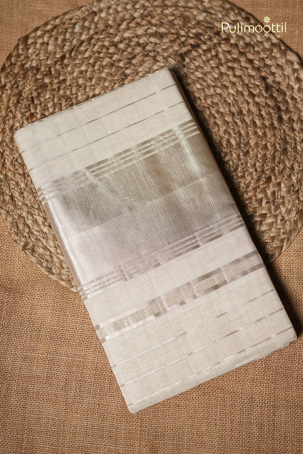 Kerala Traditional Silver Tissue Handloom Set Saree