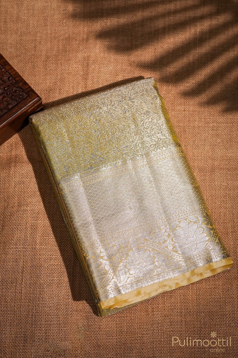 Canary Yellow Colour Art Silk Silver Tissue Wedding Saree.