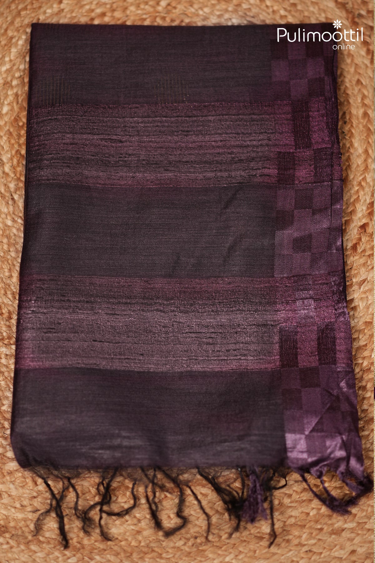 Dark Purple colour Tussar Silk Saree