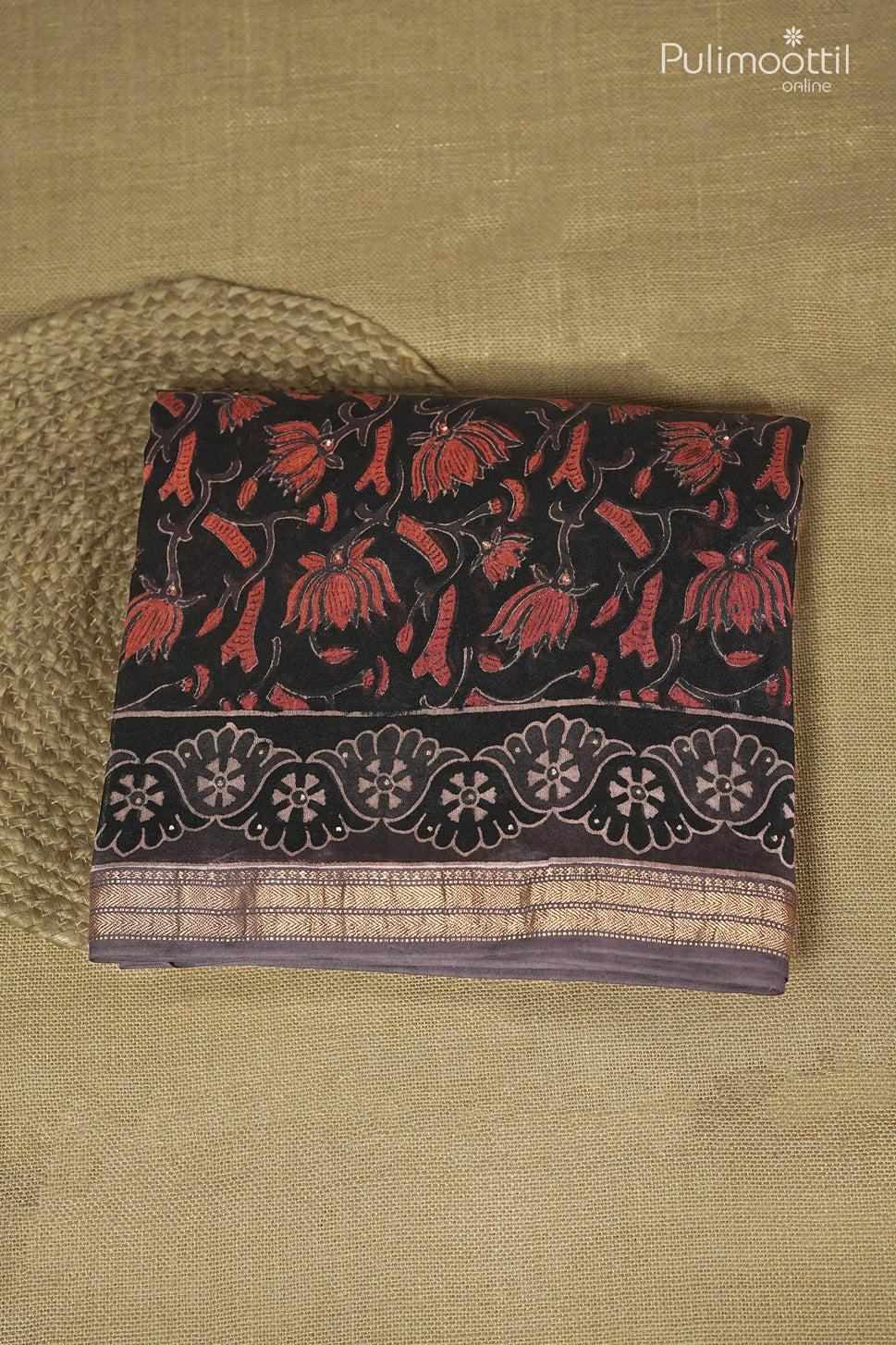 Black Colour Chanderi Silk Saree