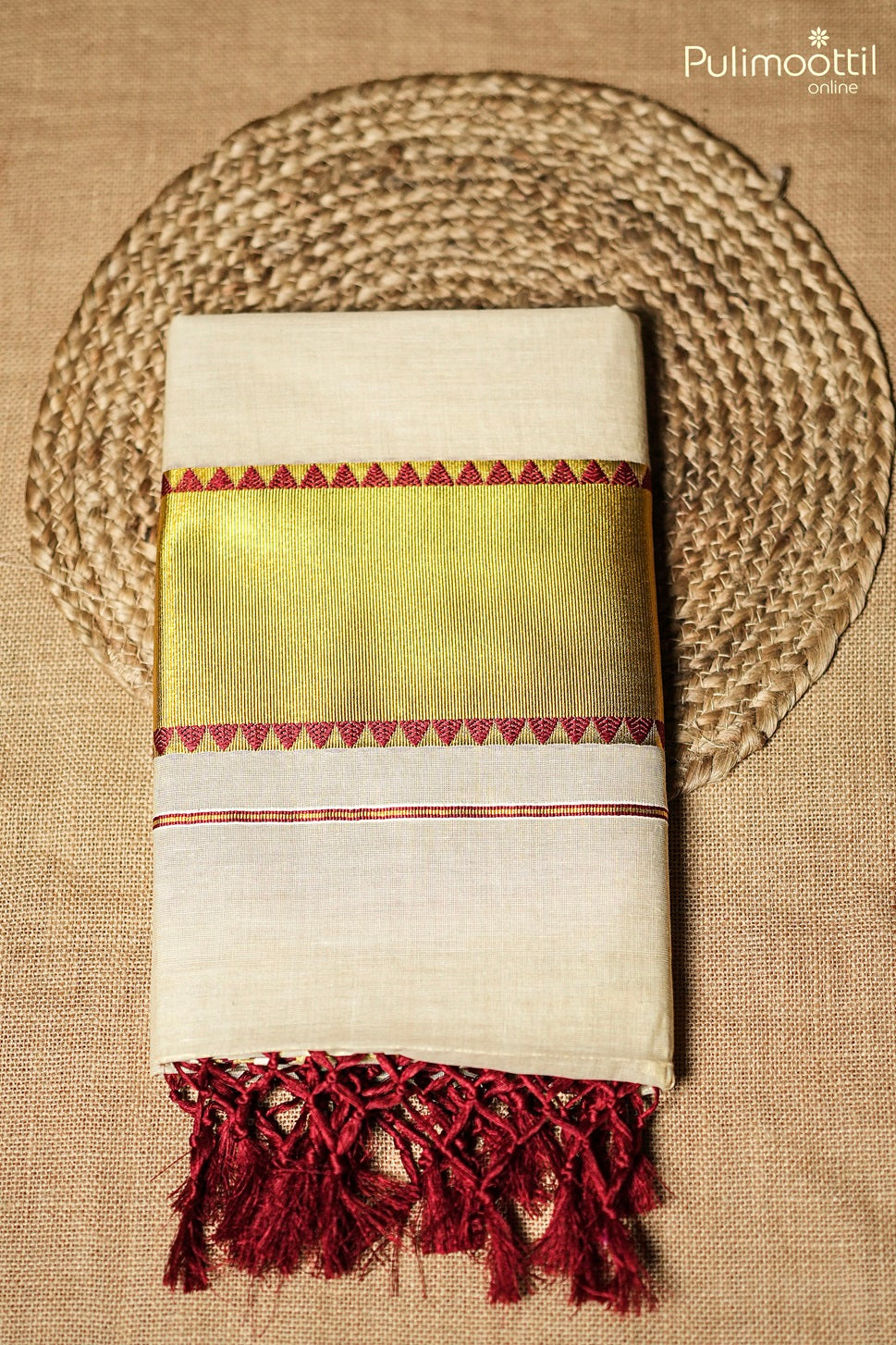 Kerala Traditional Golden Tissue Set Saree