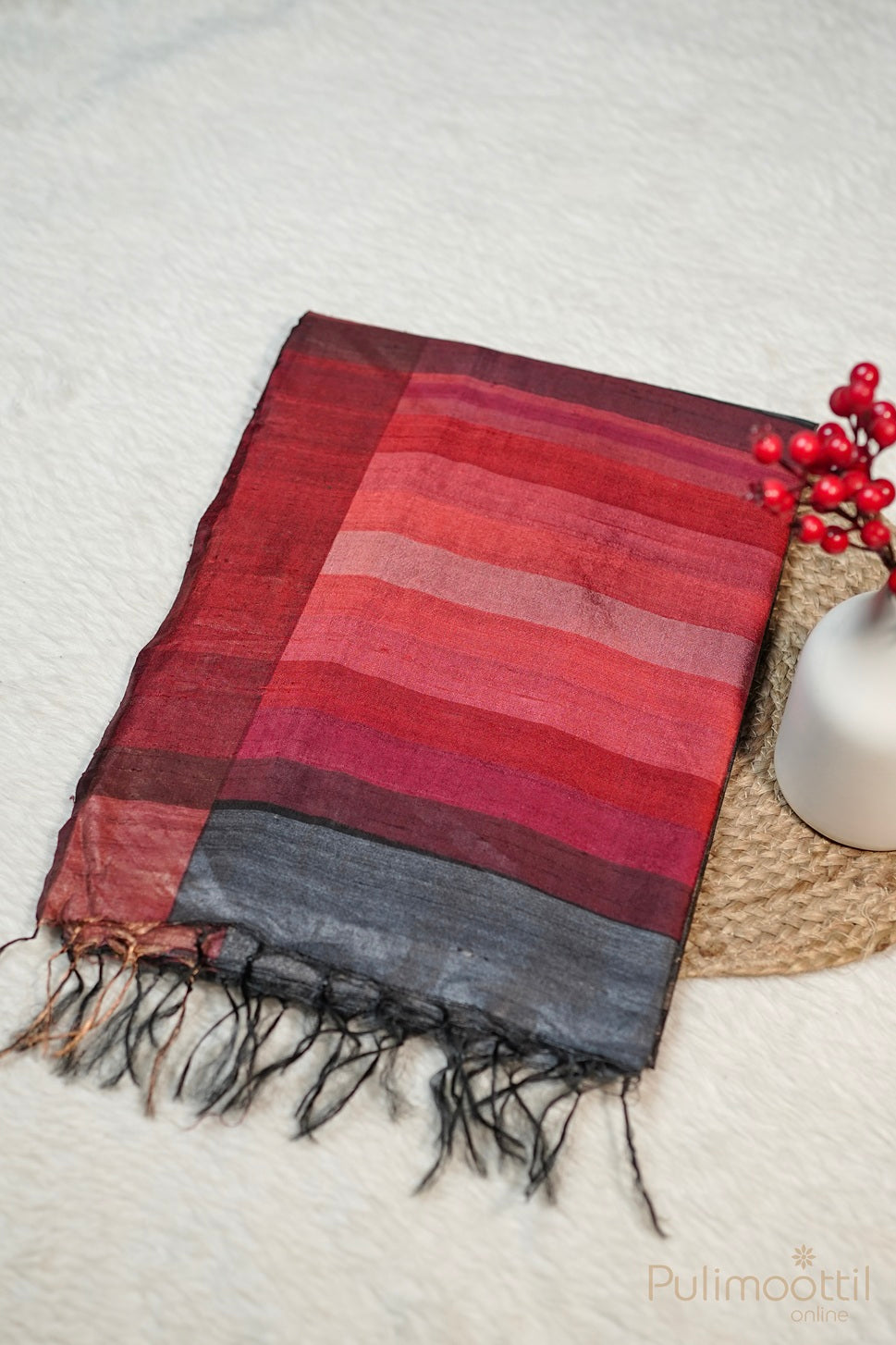 Grey  Colour Jute Silk Saree.