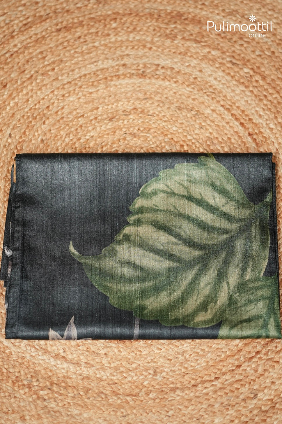 Black Colour Jute And Tussar Silk Saree