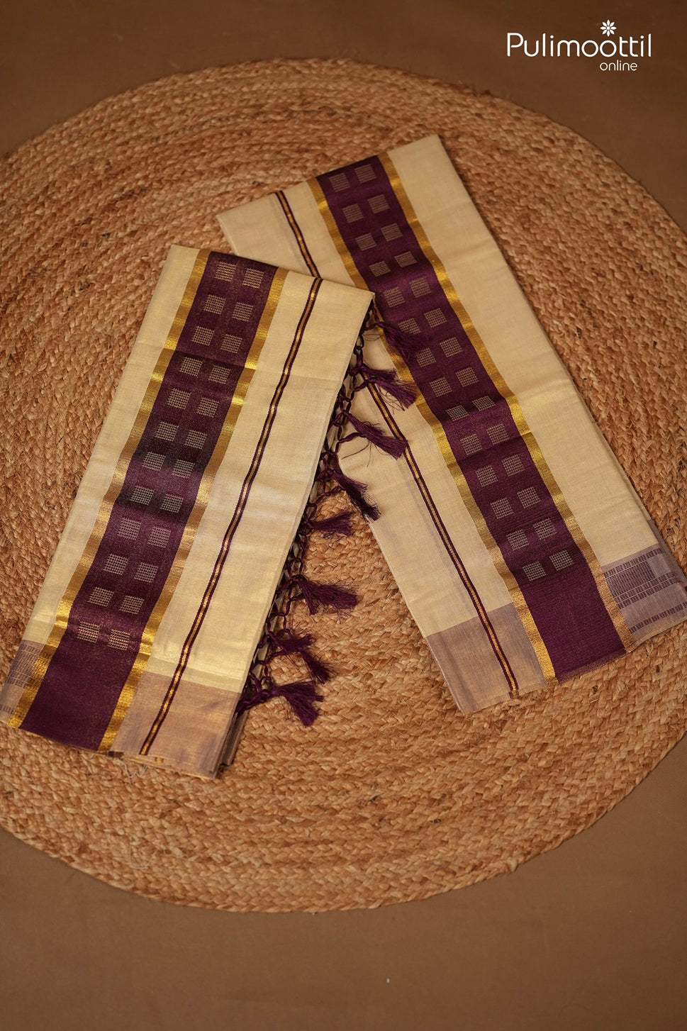Onam Special Kerala Traditional Golden Tissue Set Mundu