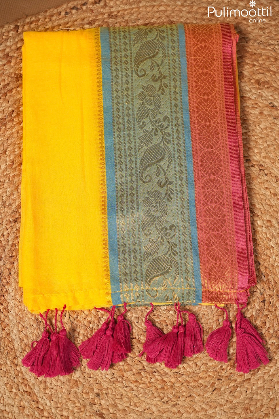 Yellow Colour Mul Cotton Saree