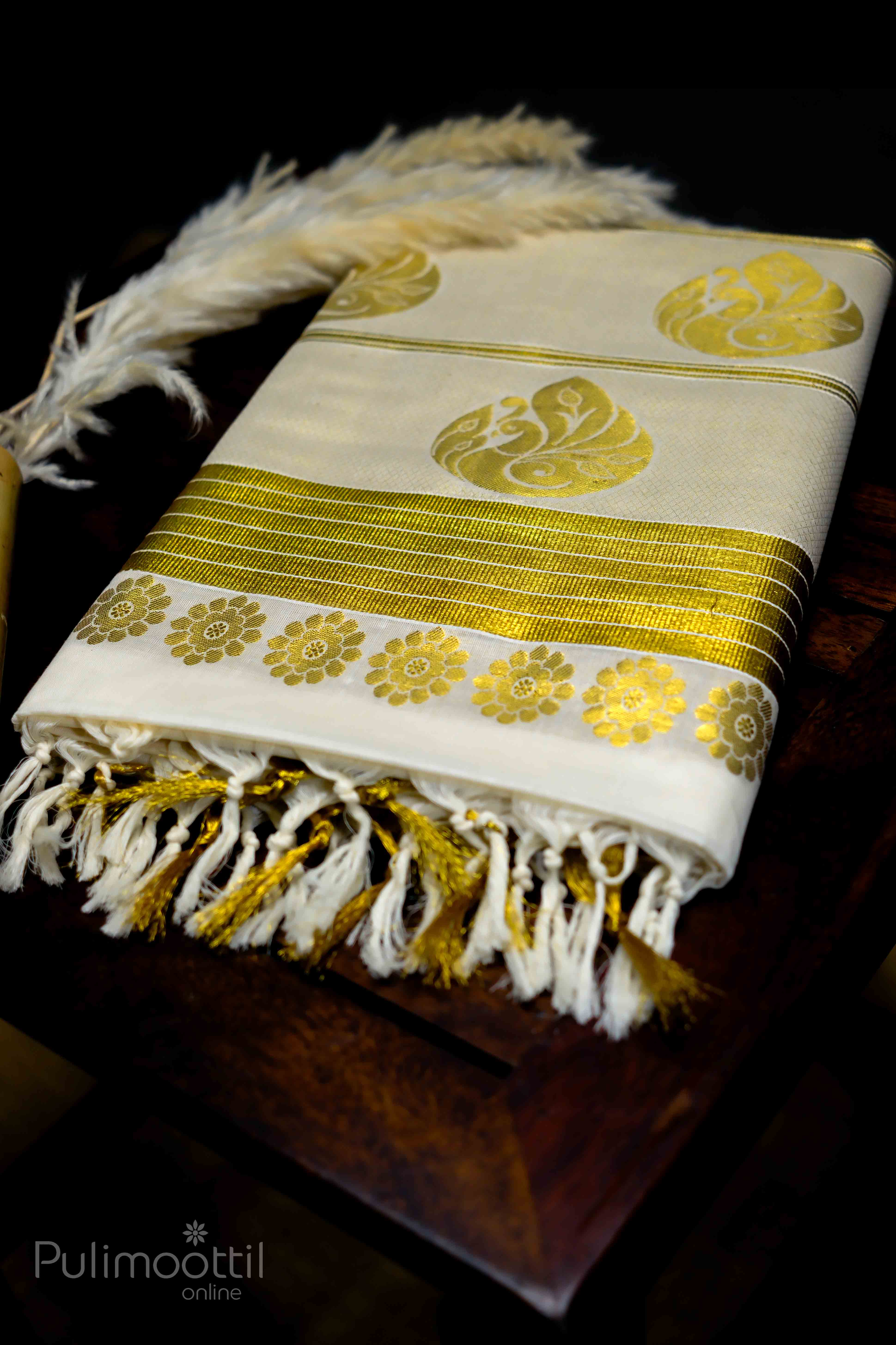 Pure Cotton Kerala Kasavu Onam Saree