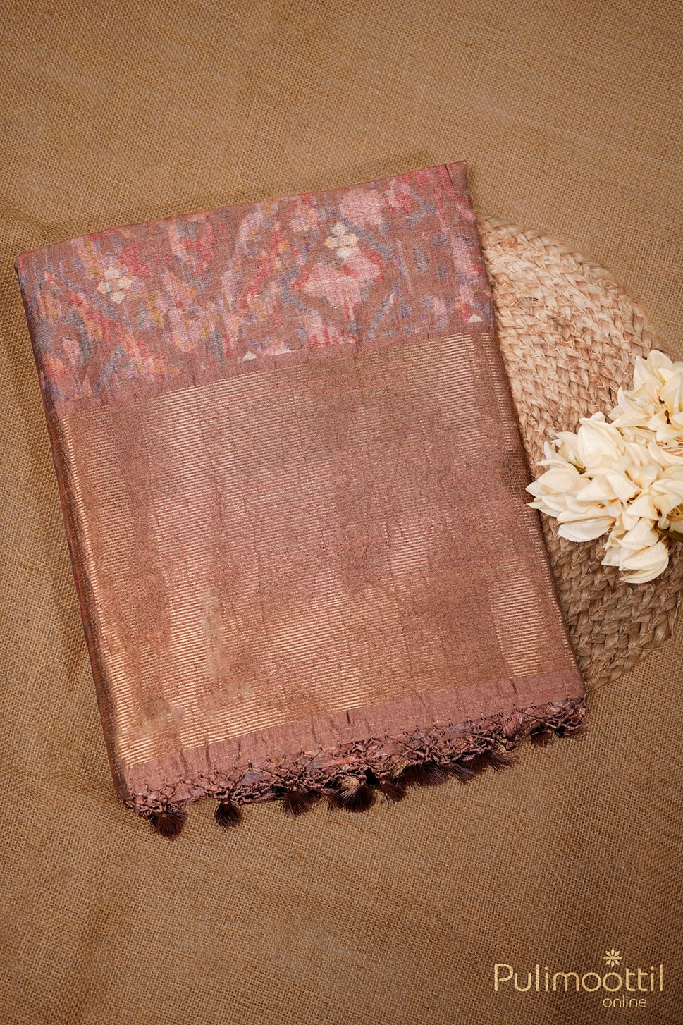 Chikoo Colour Jute Silk Saree.