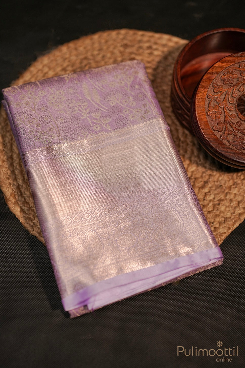 Light Lavender Colour Art Silk Tissue Wedding Saree.