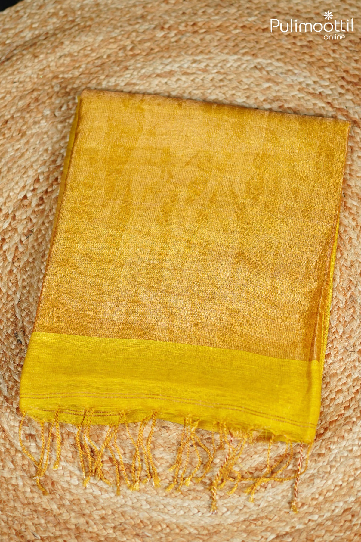 Yellow Colour Linen Saree