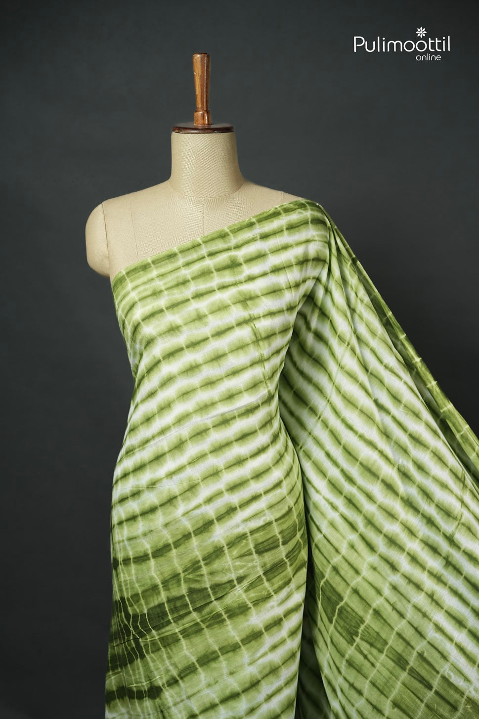 Sap Green Colour Shibori Printed Mul Cotton Saree