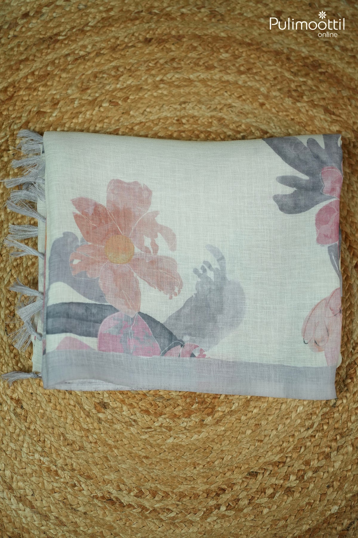 Off-White Colour Linen Saree