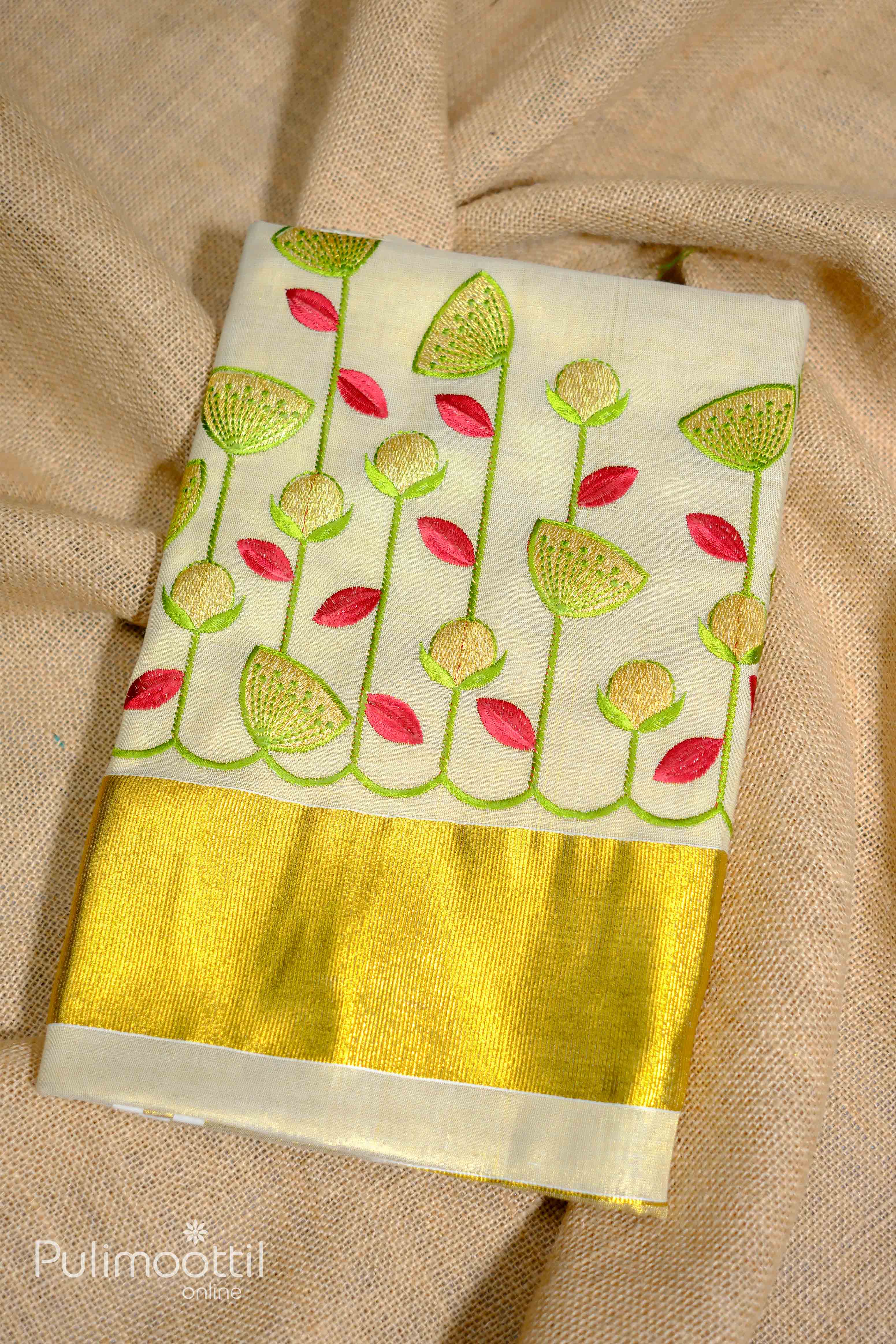 Golden Tissue Kerala Onam Set Saree.