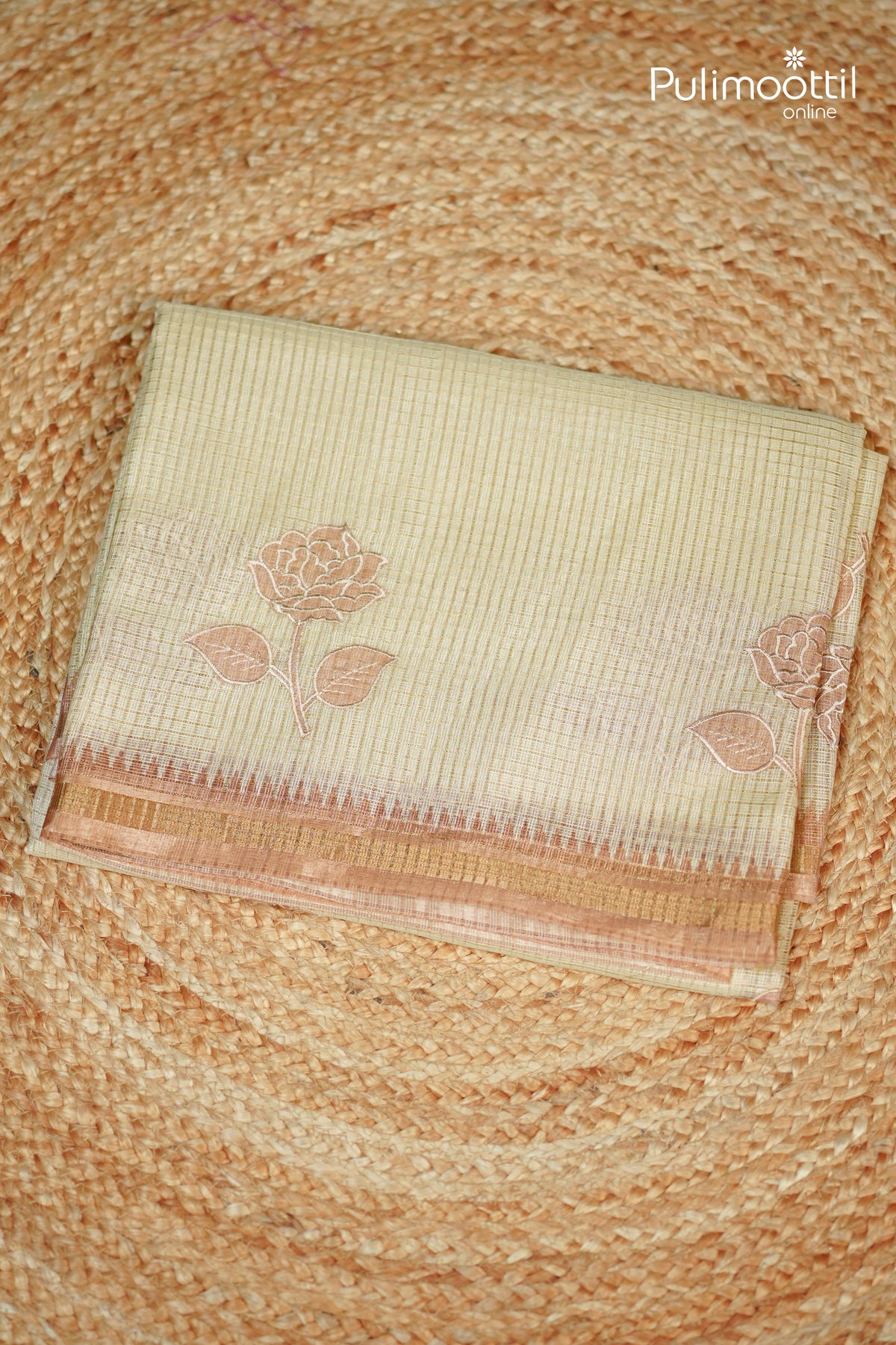 Ivory Colour Net Cotta Saree
