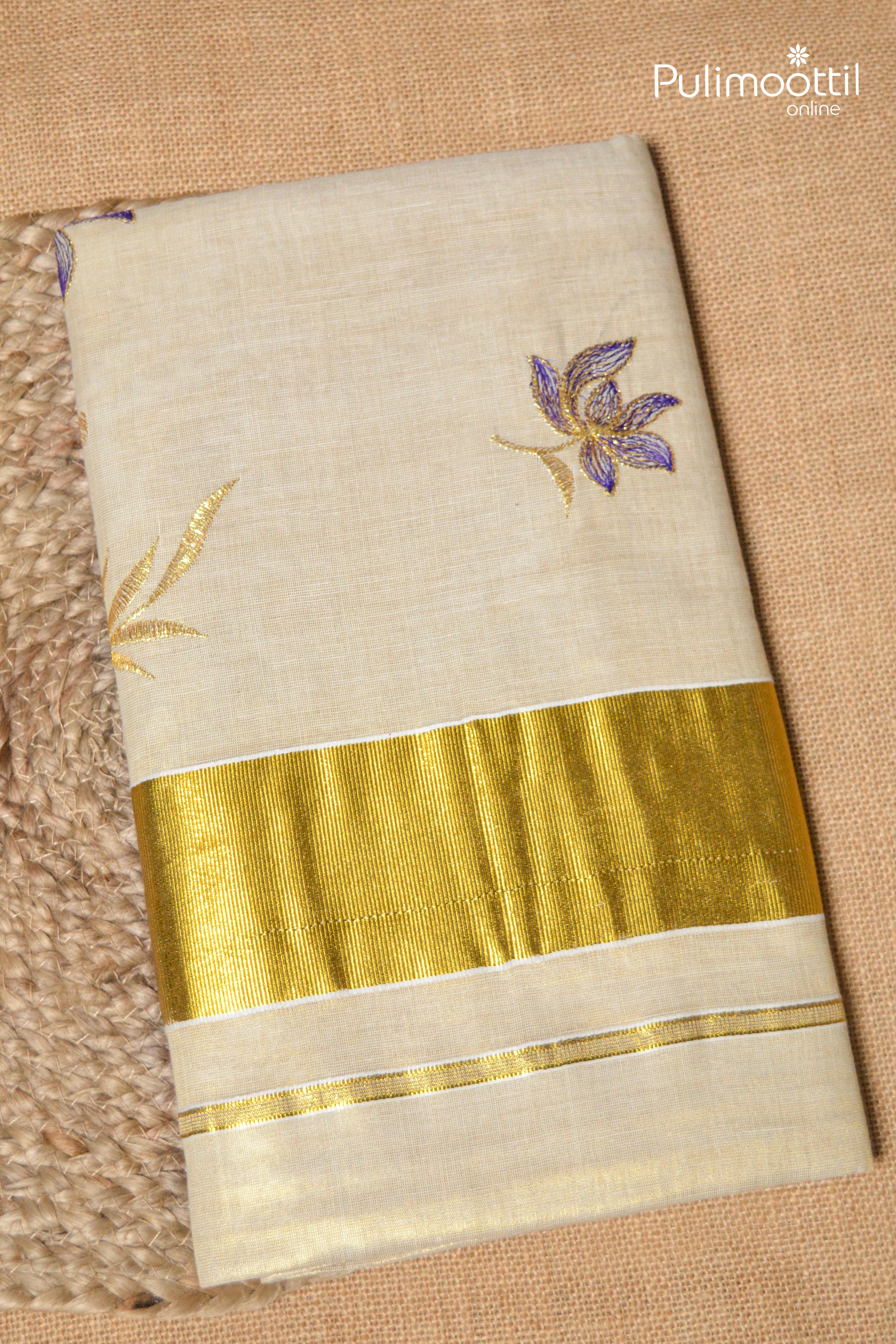 Kerala Traditional Golden Tissue Set Saree