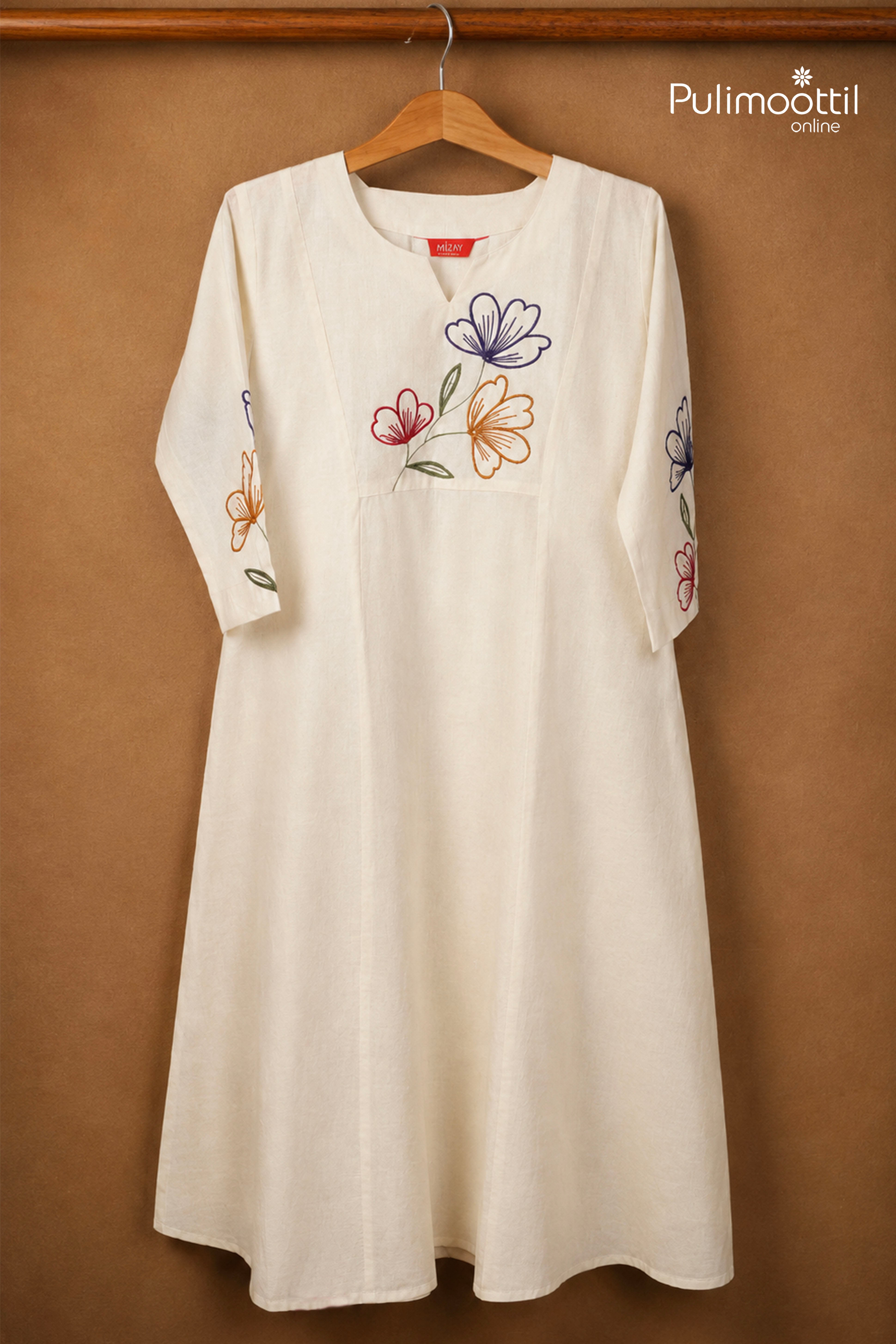 Onam Special Traditional Off-White Kurti