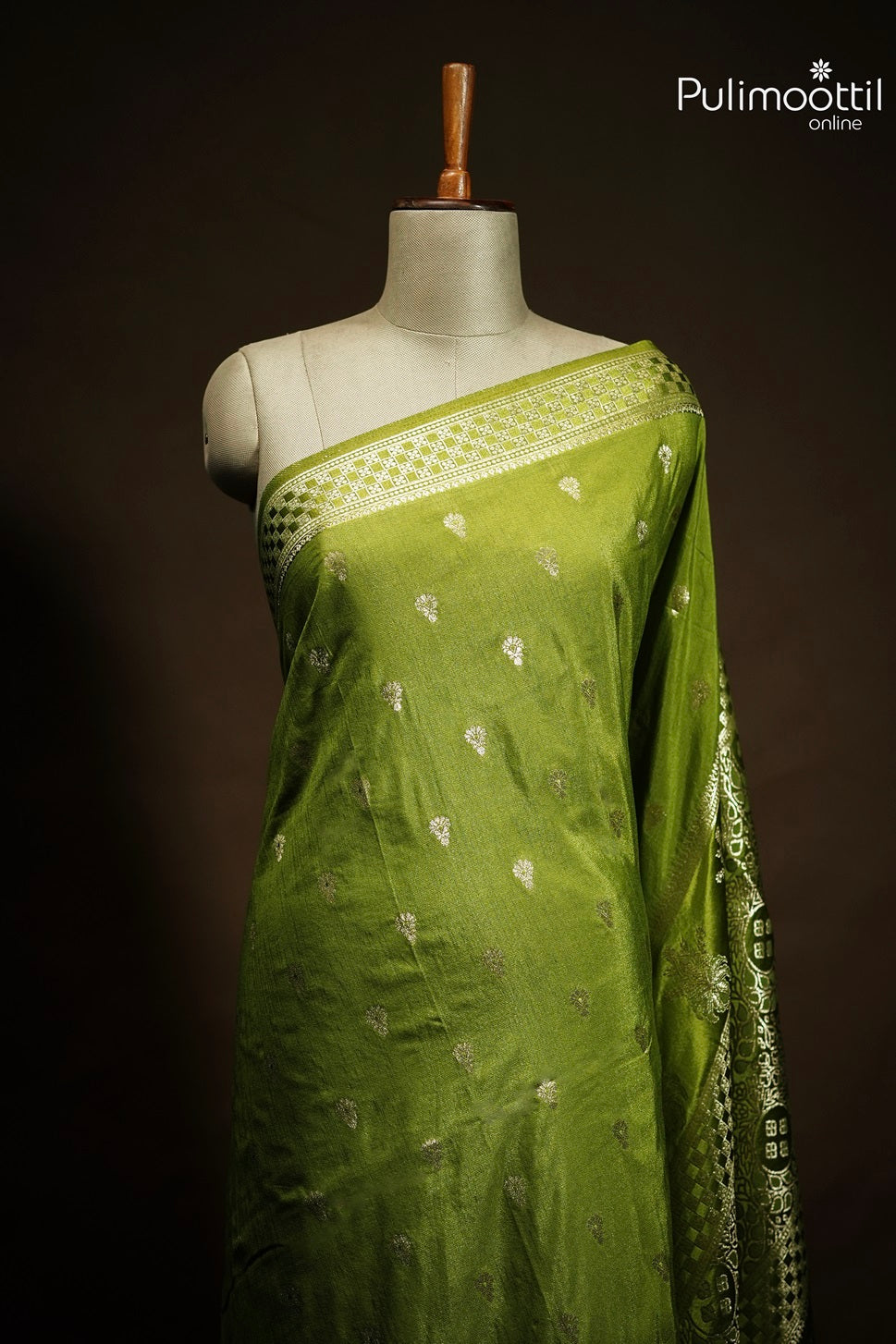 Mehandi Banarasi Silk Saree.