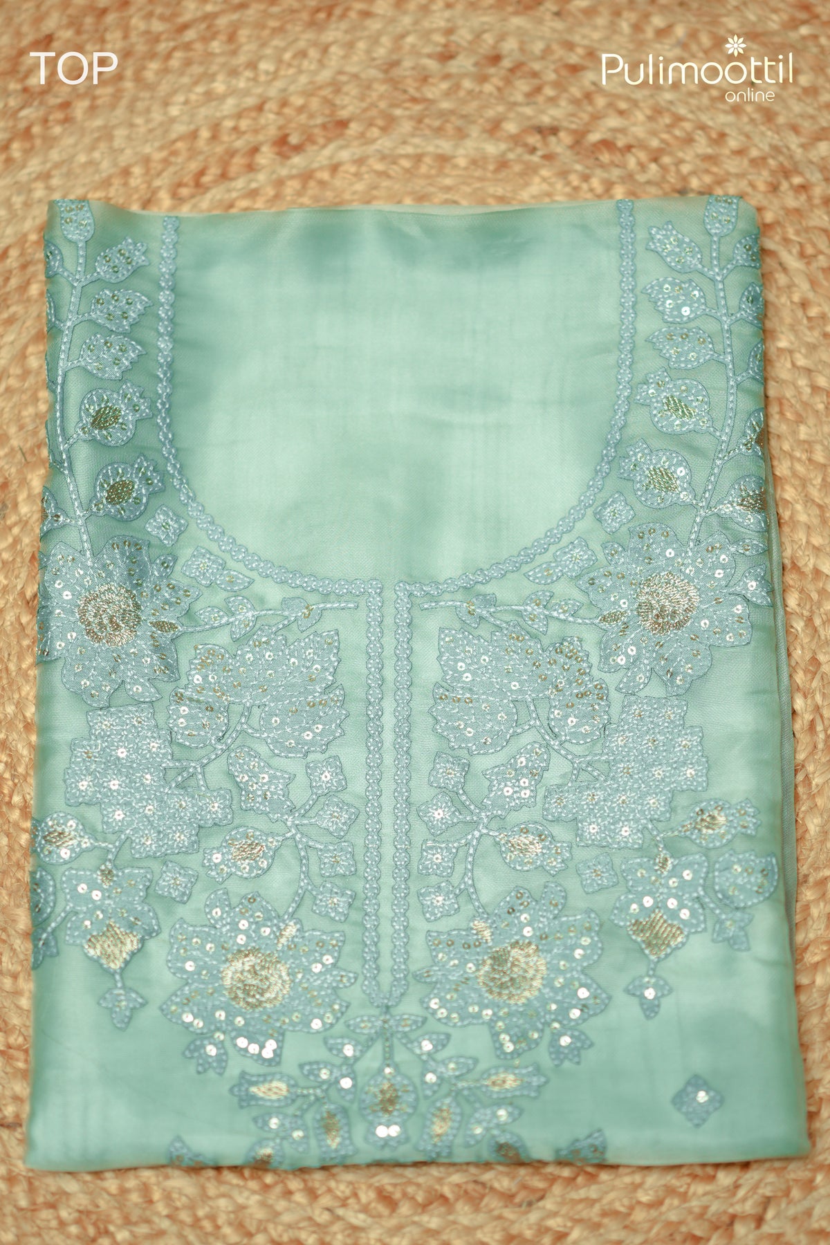 Pastel Blue Net Unstitched Salwar Set