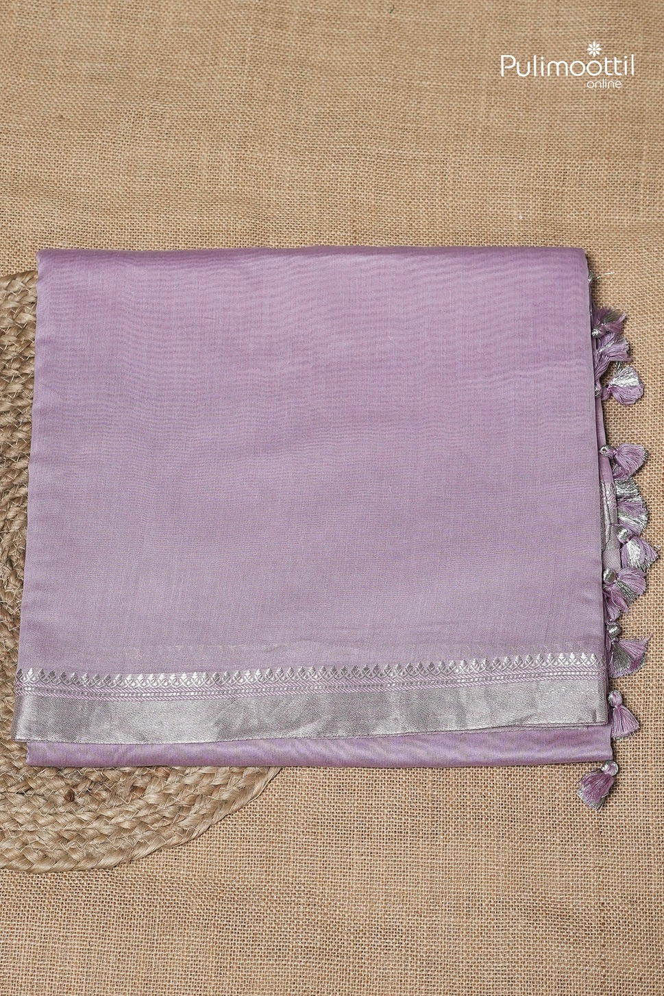 Lavender Colour Semi Chanderi Saree
