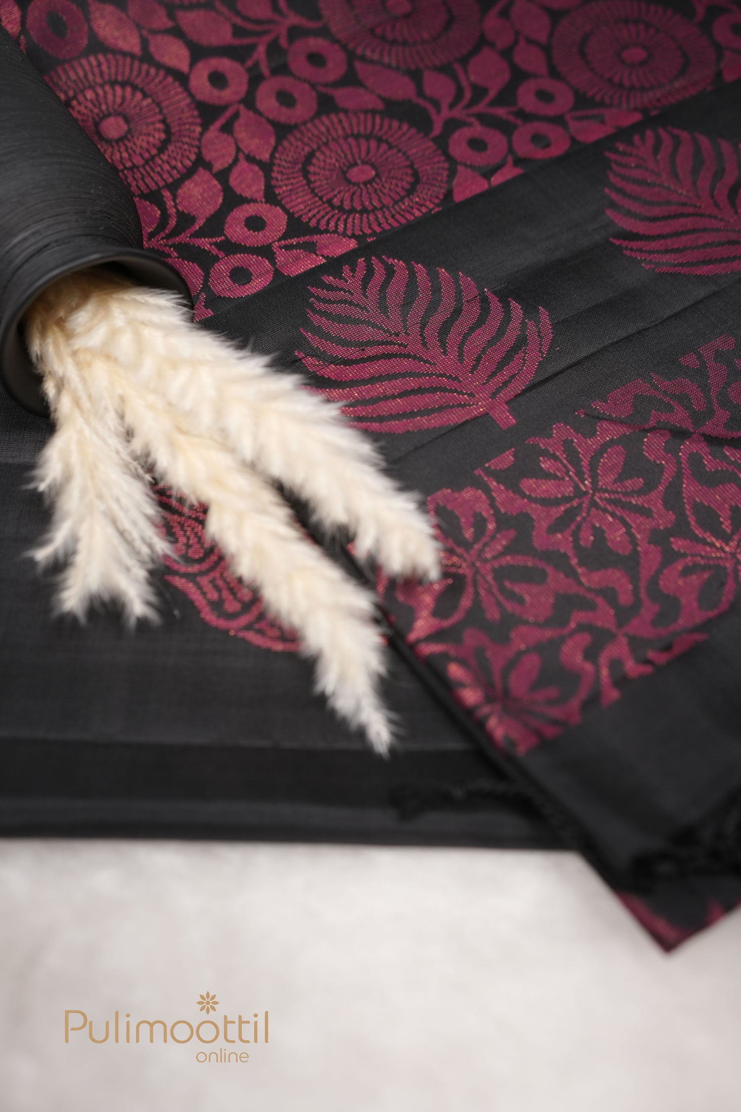 Black color Kanchipuram Soft Silk Saree.
