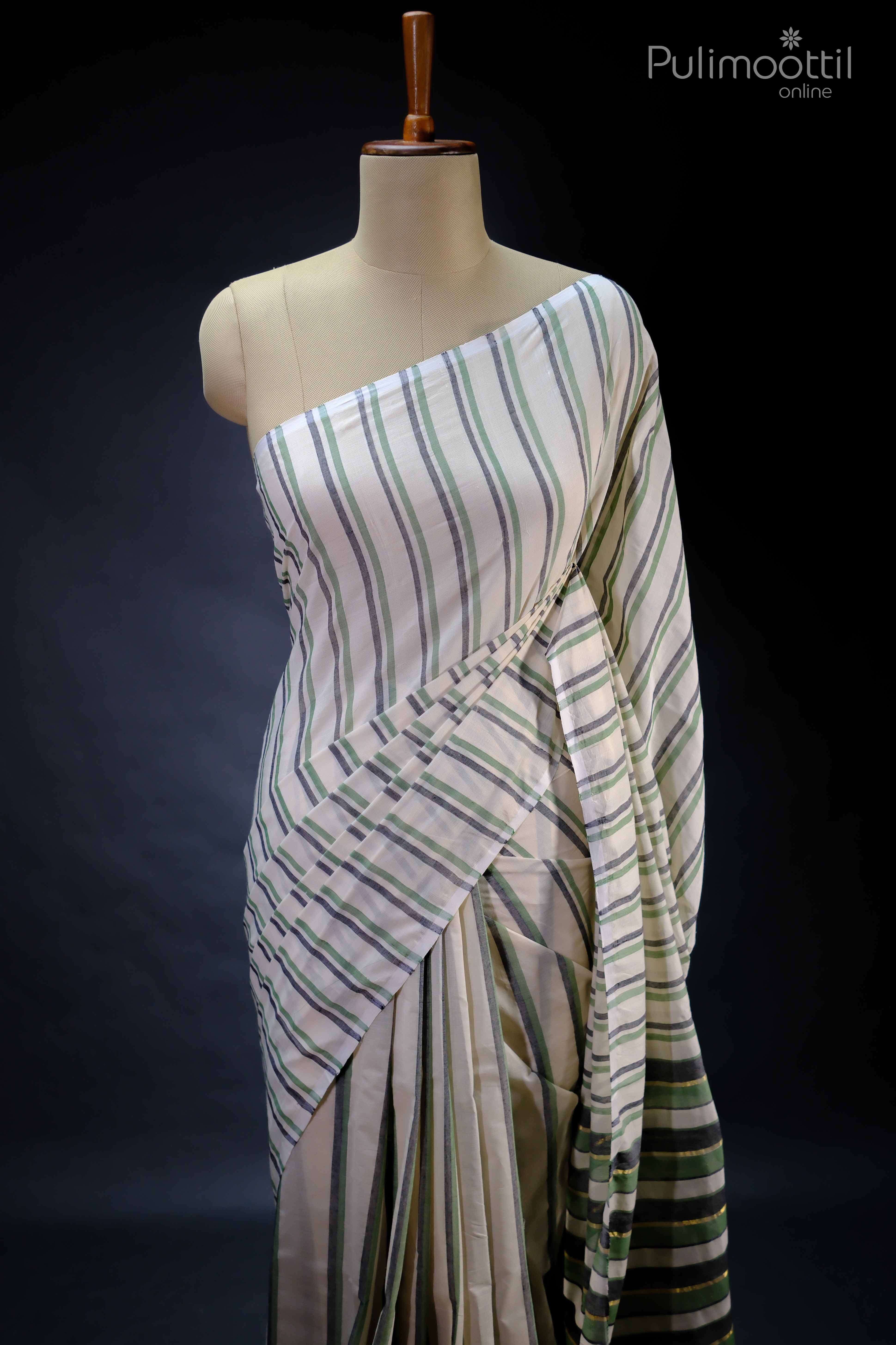 Cream Colour Pure Cotton Handloom Saree