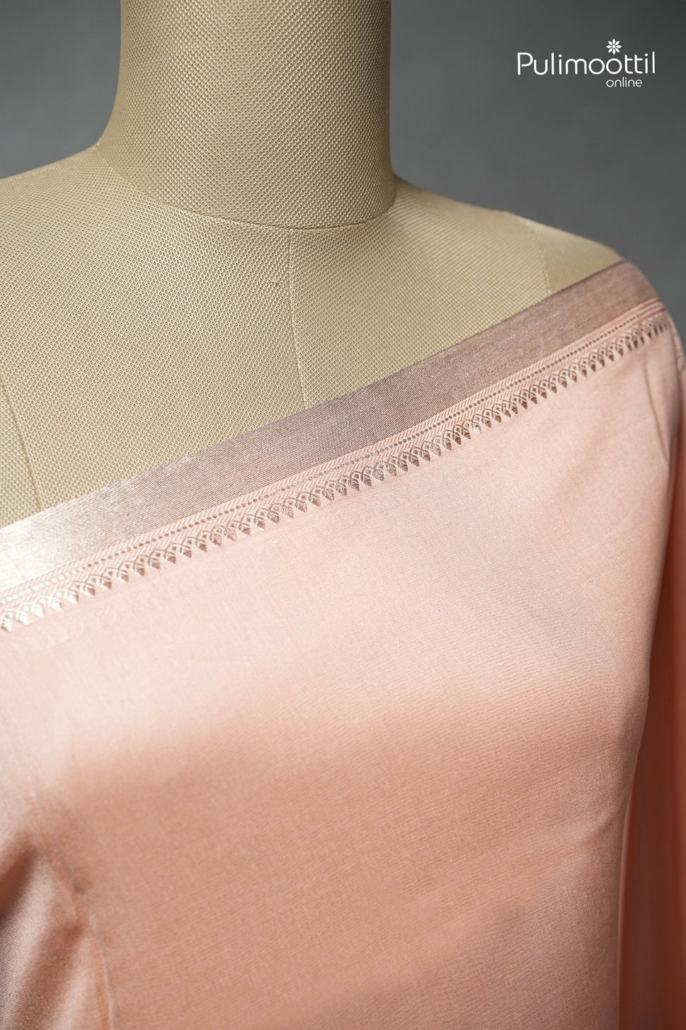 Light Peach Colour Semi Chanderi Saree