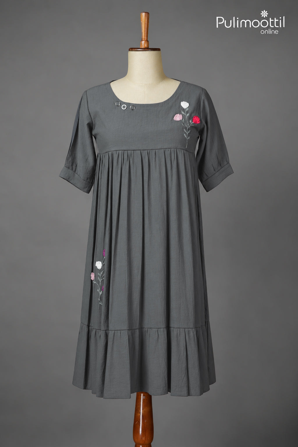Dark Ash Colour Viscose Blended crushed Half frock