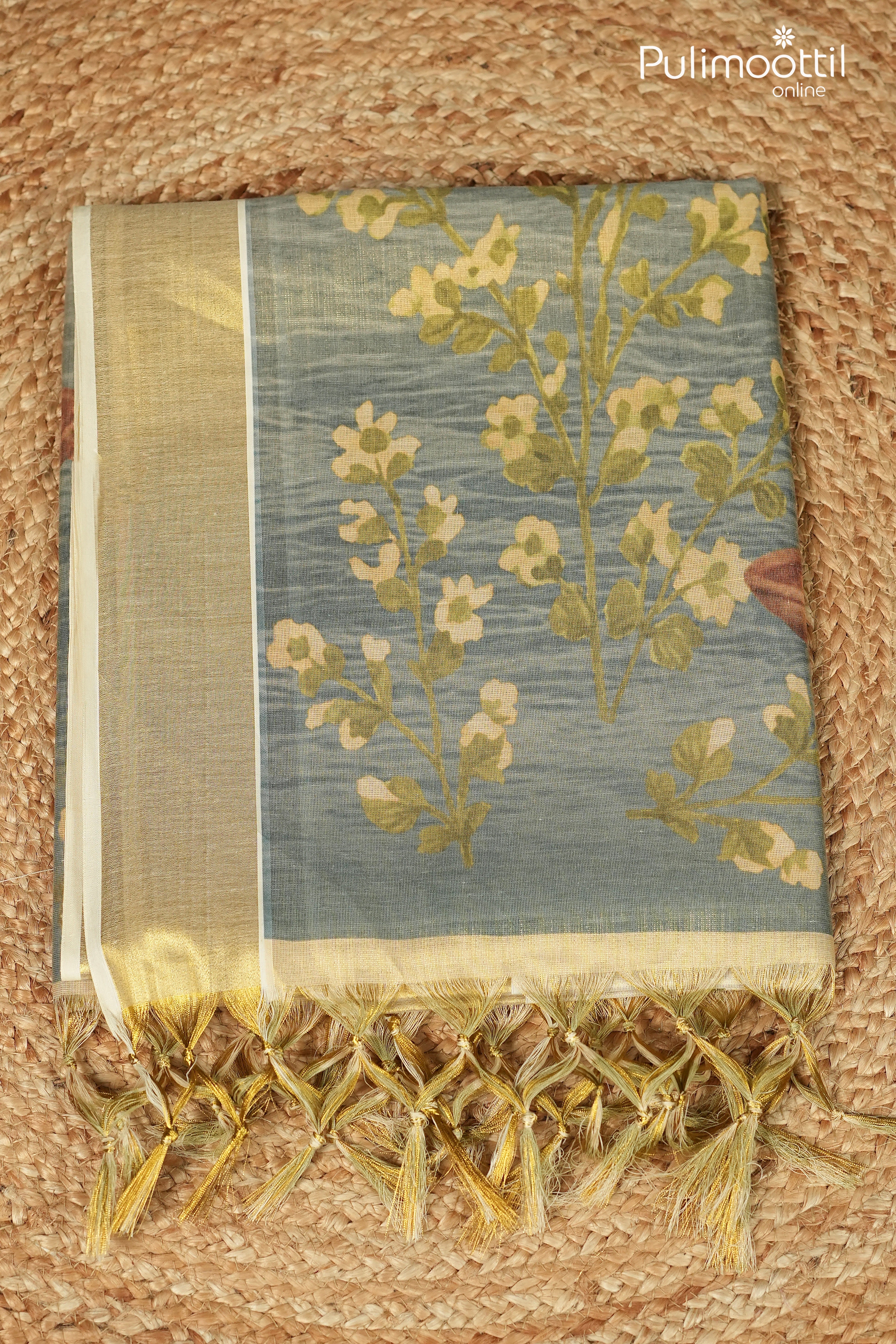 Kerala Traditional Golden Tissue Set Saree