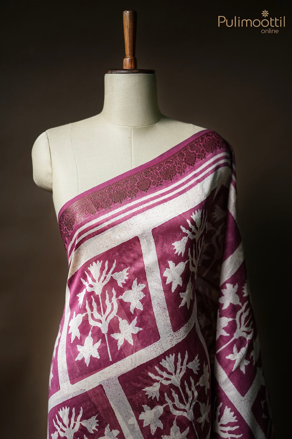 Onion Pink Colour Chanderi Saree.