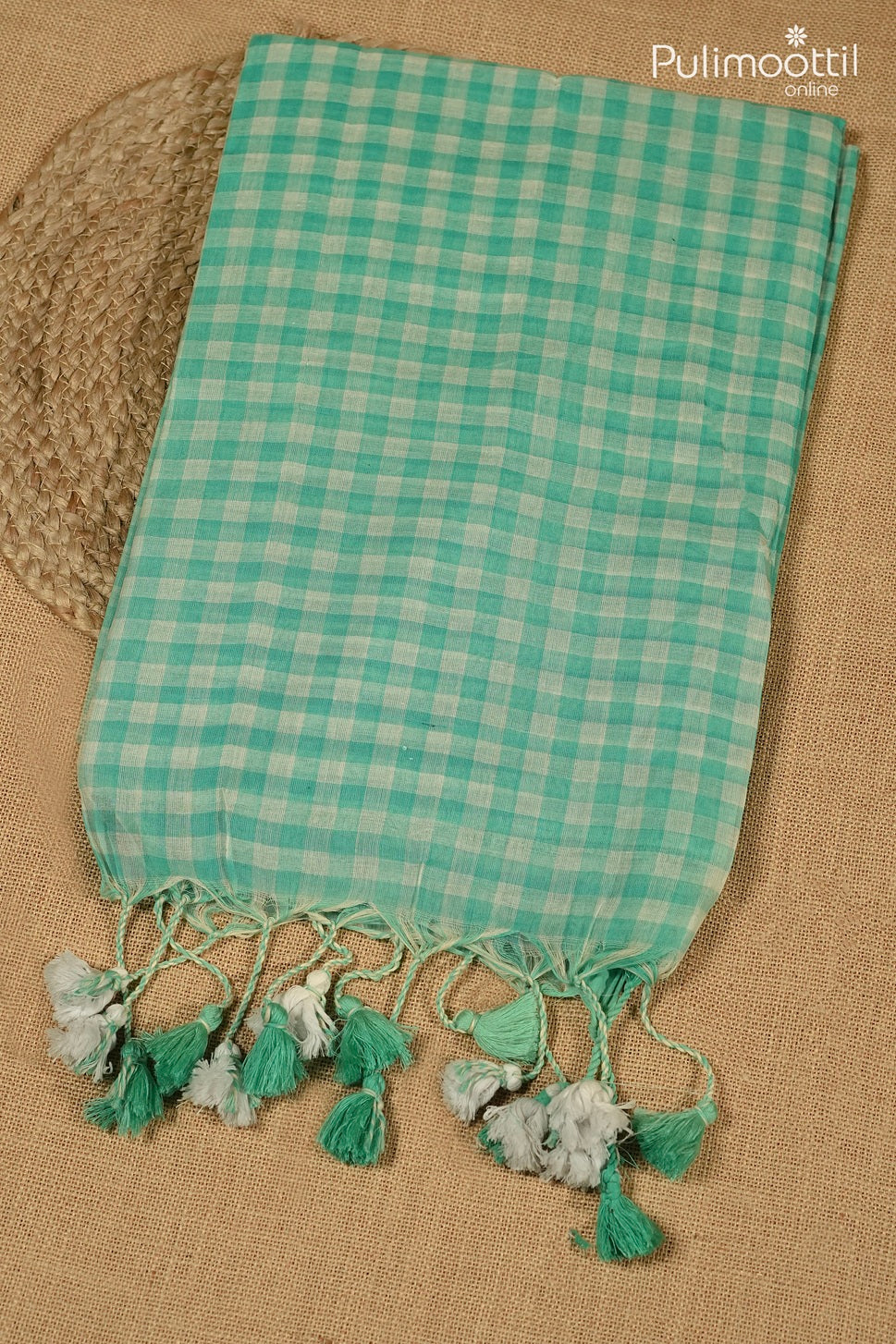 LIght Teal Colour Mul cotton Saree