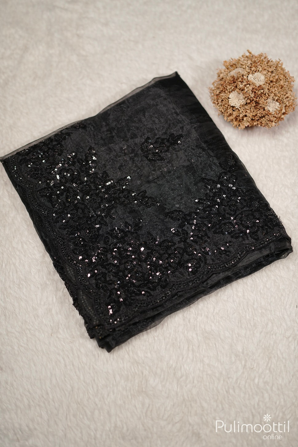 Black Colour Organsa Fancy Saree.