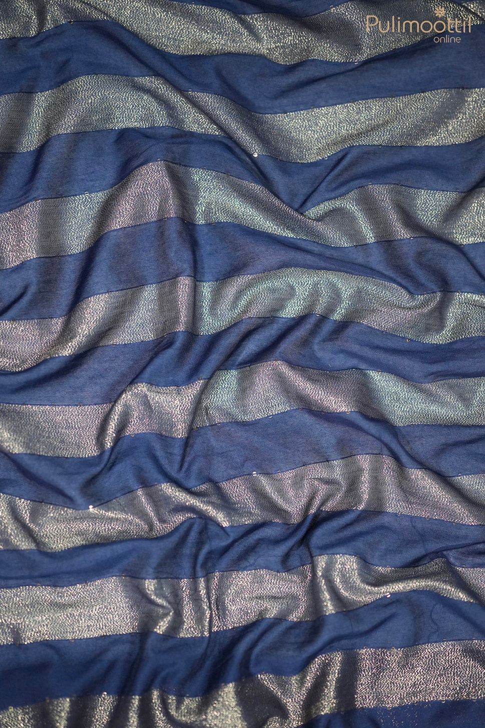 Navy Blue Colour Semi Chanderi Fabric