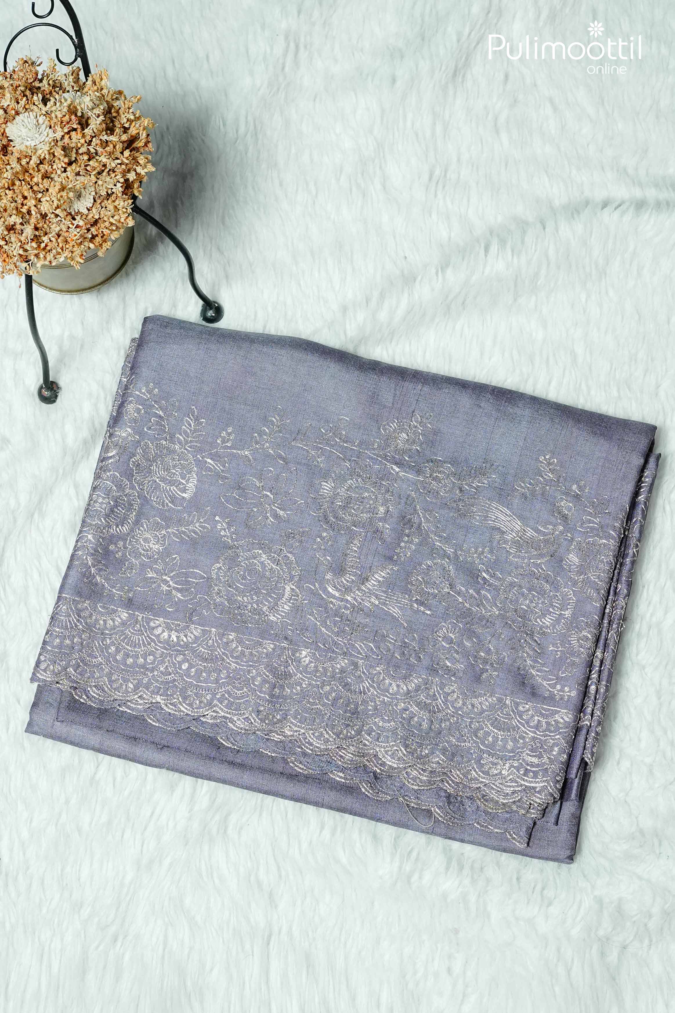 Dark Lavender Colour Tussar Silk Saree.