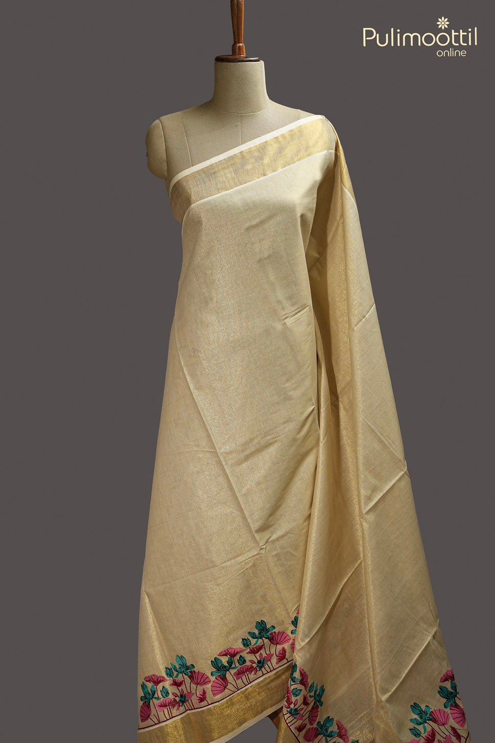 Kerala Traditional Golden Tissue Set Saree