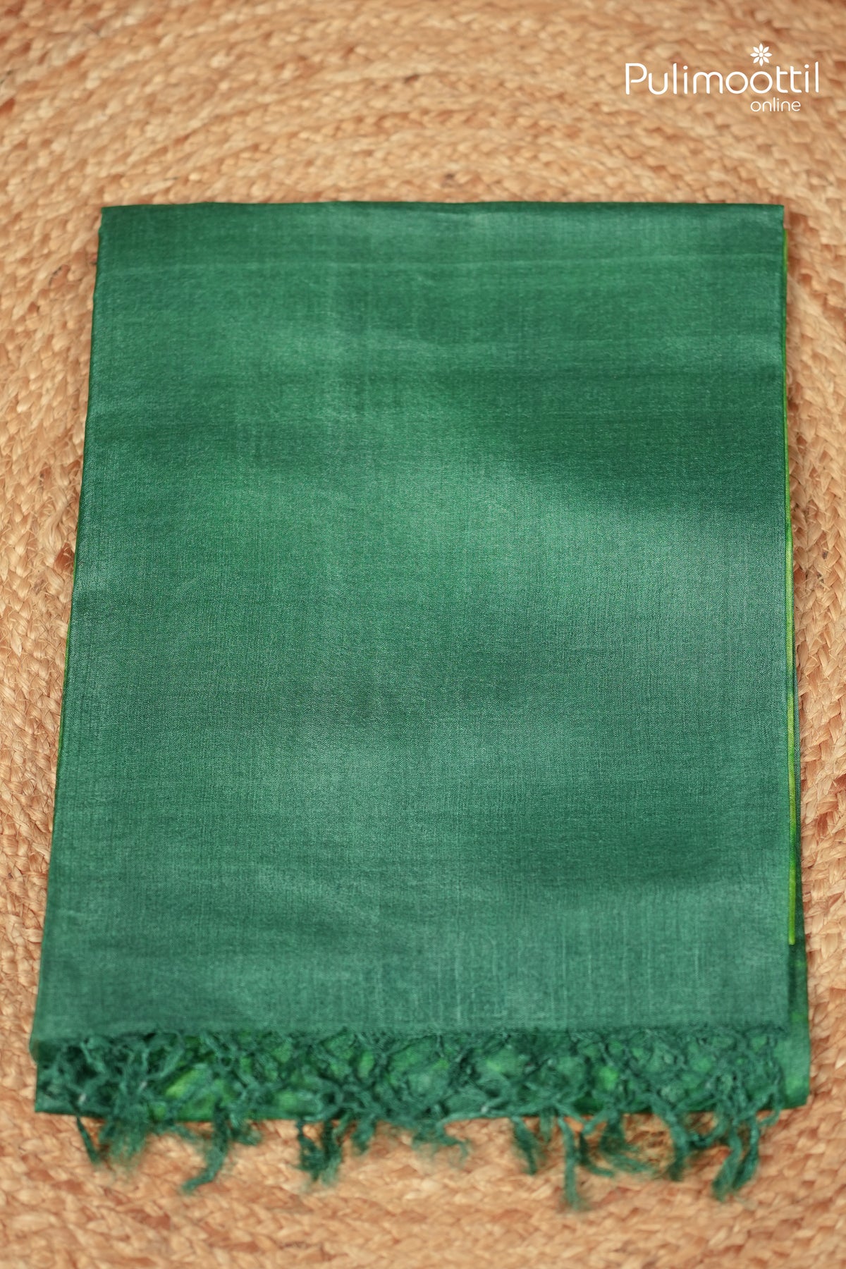 Peacock Green Colour Tussar Silk Saree