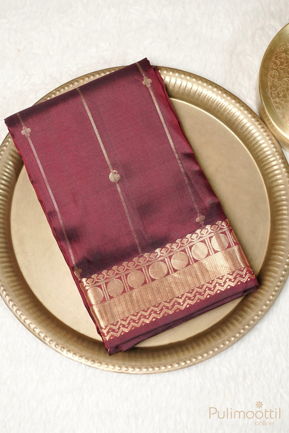 Dark Maroon Colour Kanchipuram Silk Saree.