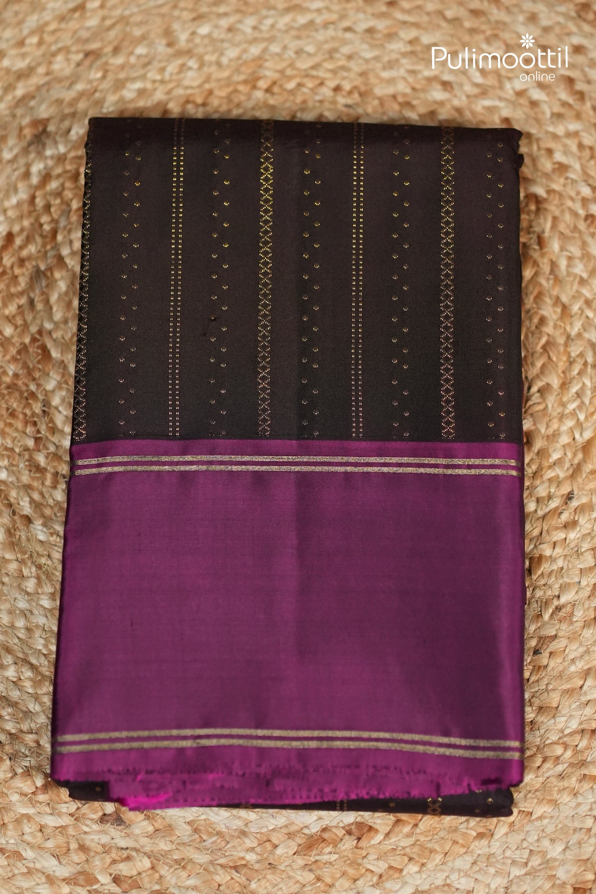 Dark Coffee Brown Colour Kanchipuram Soft Silk Saree