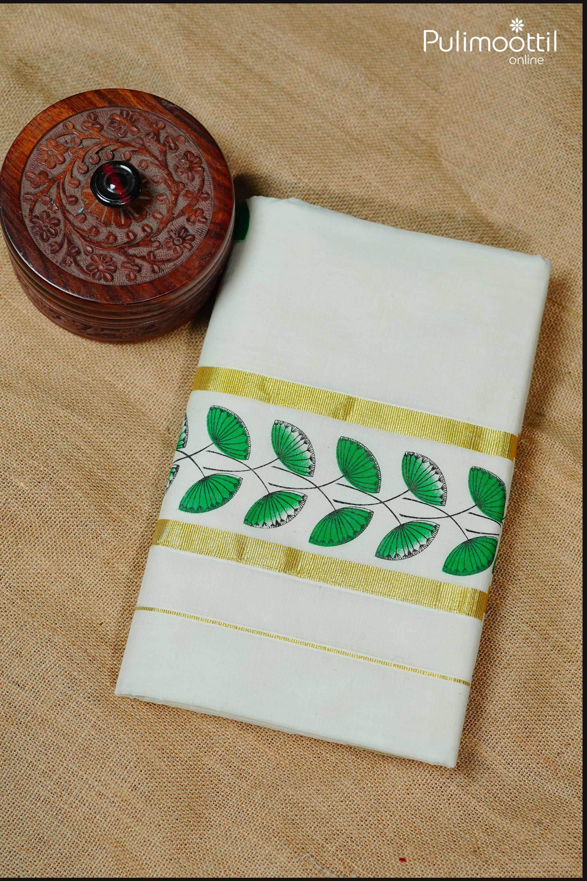 Off White Colour Kerala Set Saree.