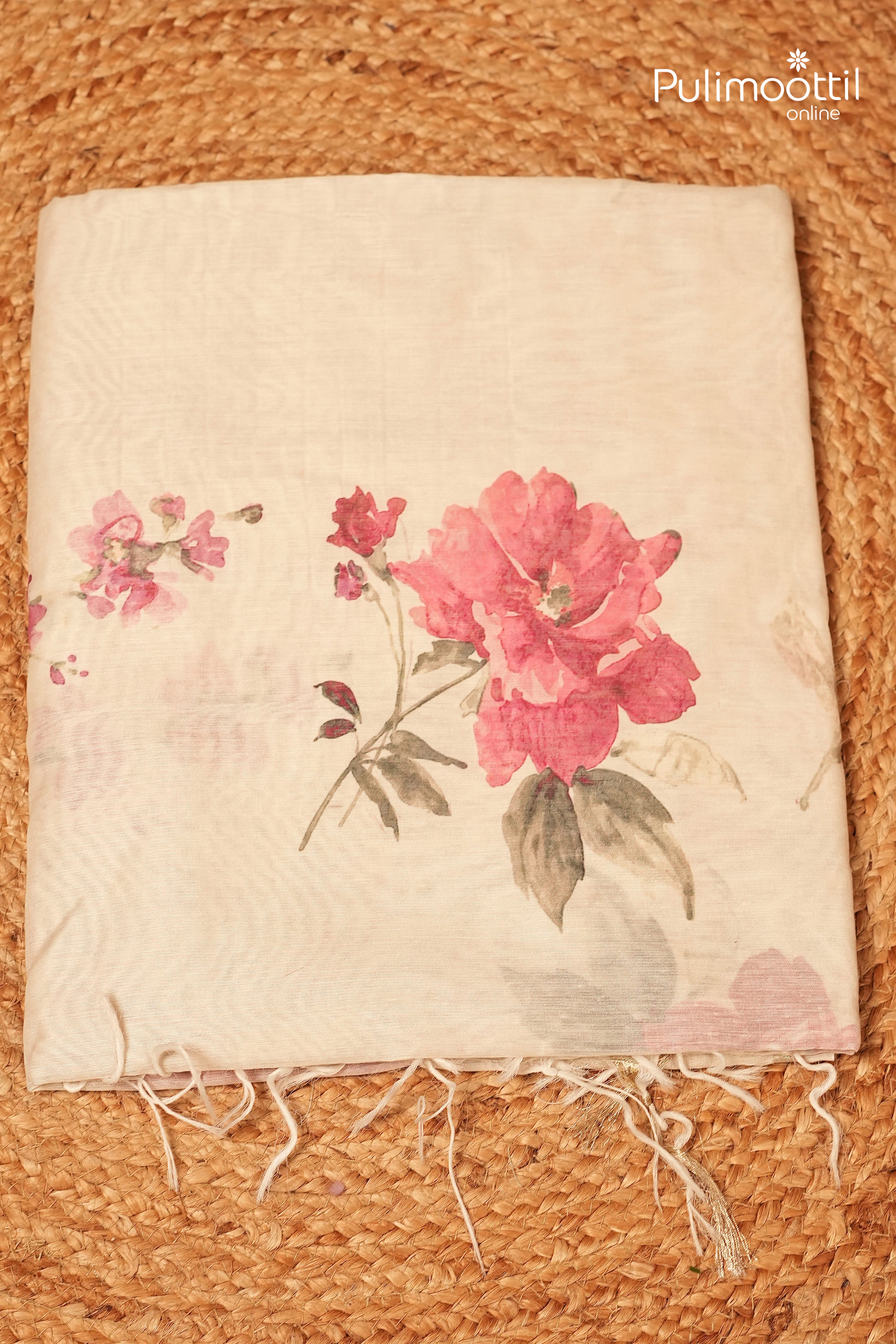 Semi Chanderi traditional Saree
