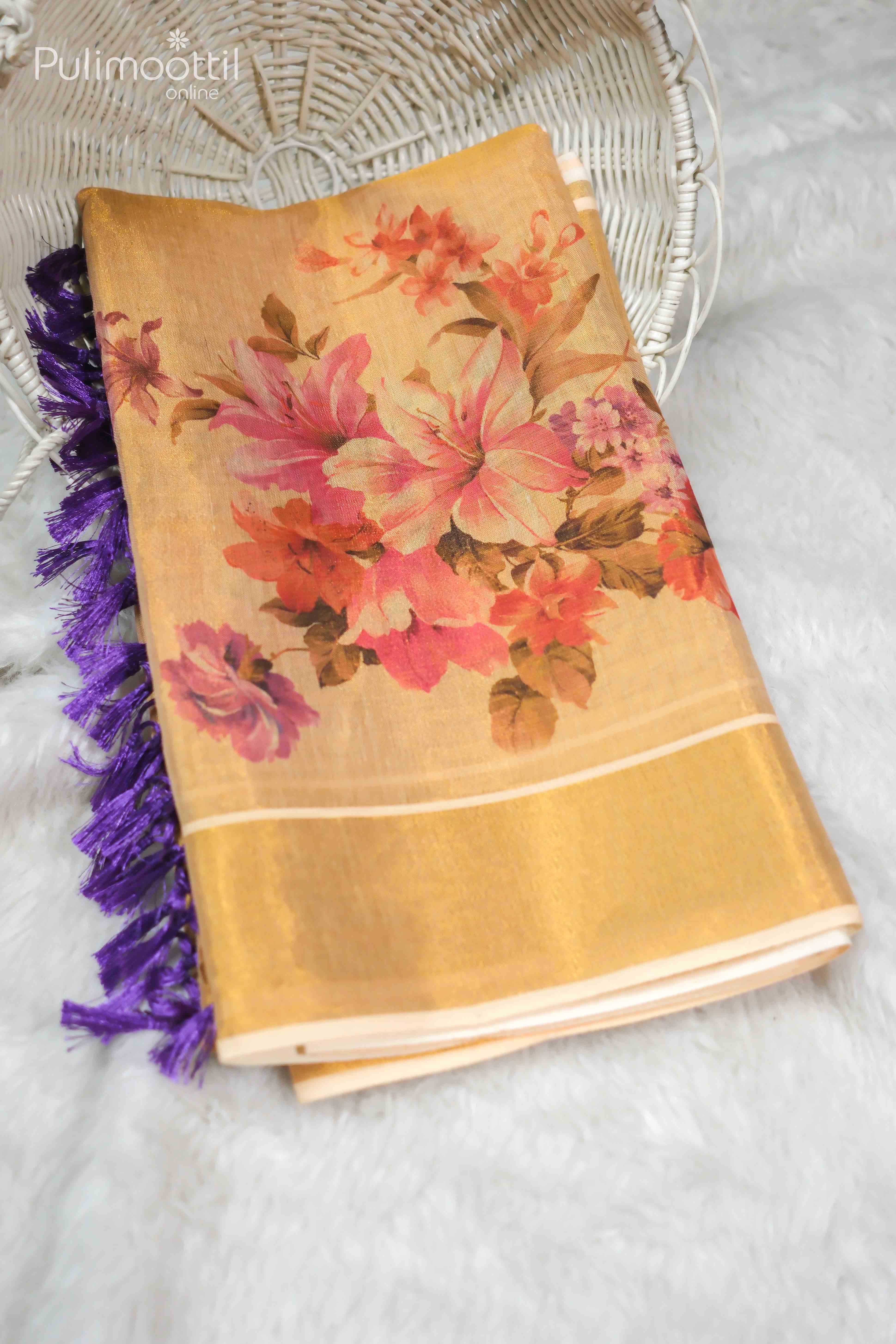 Golden Tissue Onam Kerala Set Saree