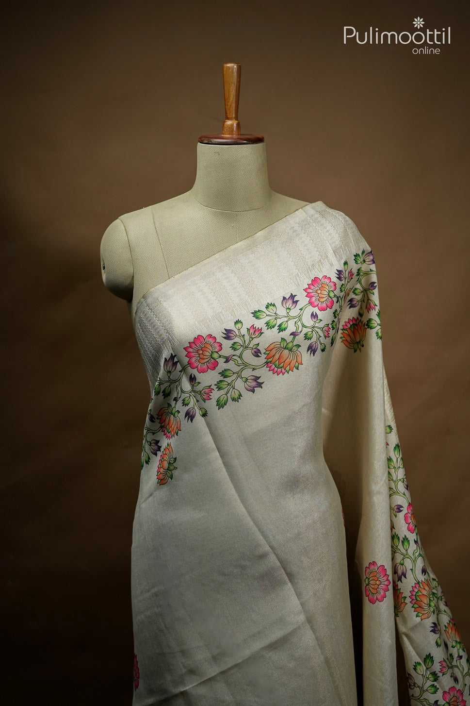 Kerala Cream Colour Cotton Set Saree.