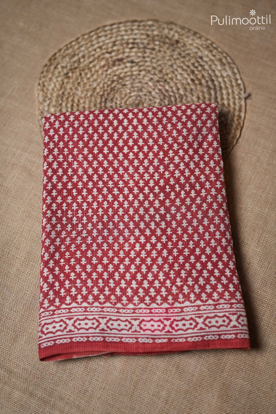Brick Red Colour Doria Kota Saree.