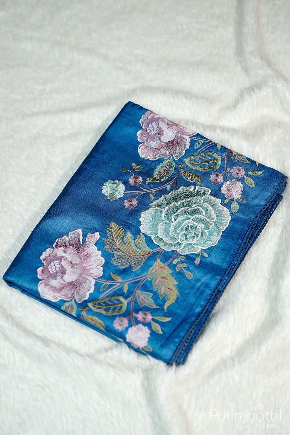 True Blue Colour Tussar Silk Saree.