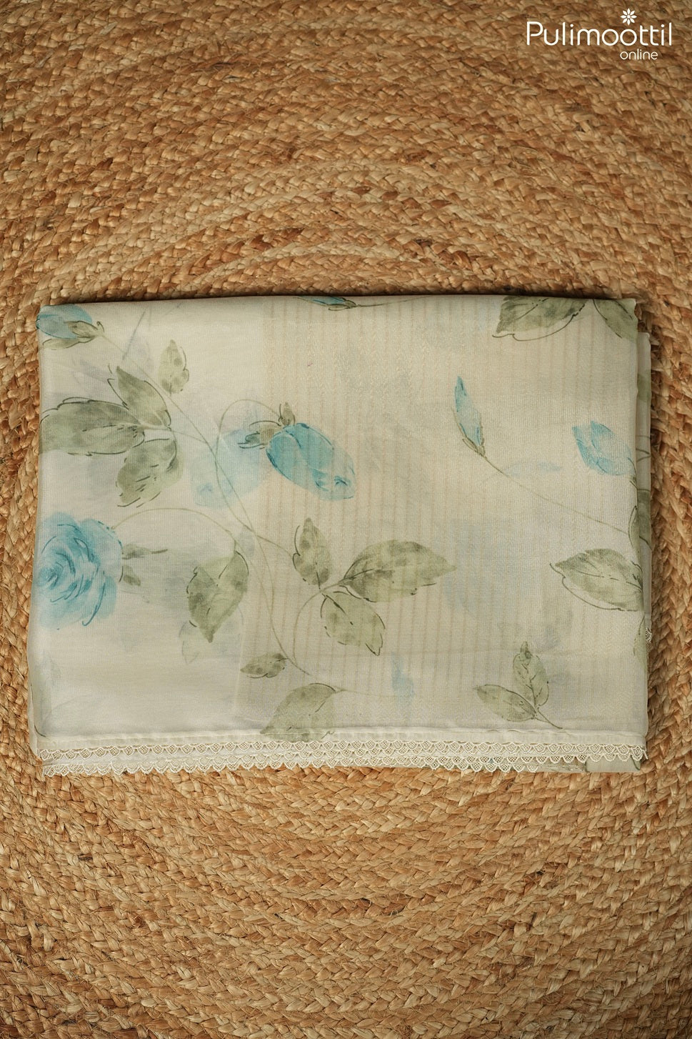 Kerala Traditional  Off-White Organza Saree